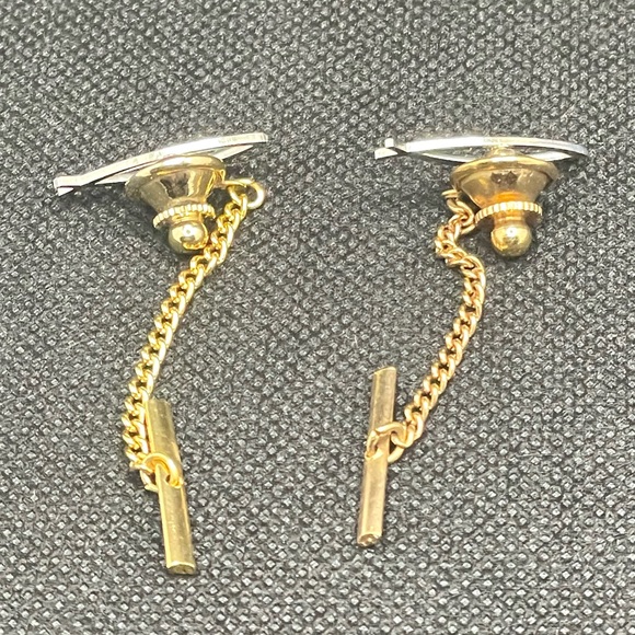 Set of 2 Religious Jesus Fish Ichthys Duo-Tone Tie Tack. Vintage Lapel Pin - Picture 5 of 5